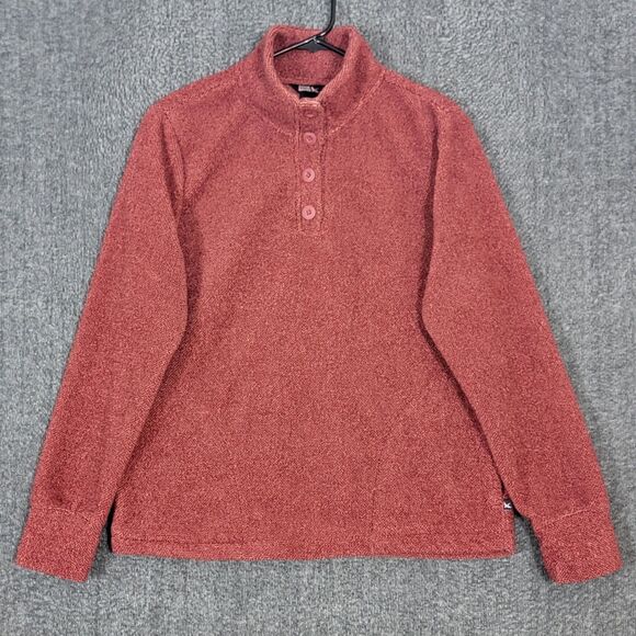 Eddie Bauer Sweater Womens Small Rust 1/4 Button Up Fleece Pullover EB006400 - Picture 1 of 13
